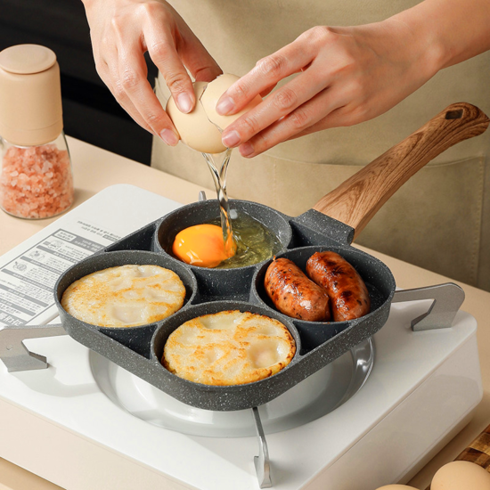 4-hole Pan Frying Pot Thickened Non-stick Egg Pancake Steak Cooking Pan Hamburg bread Breakfast Maker