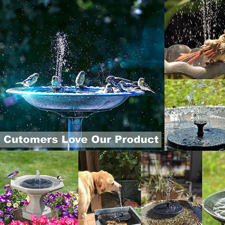 LED Solar Fountain Pump with 8 Color Lights for Pool 3000mAh Battery for Garden,Pool birds kids play