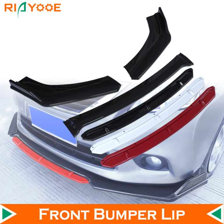 Universal Car Front Bumper Lip Body Kit Spoiler Splitter Diffuser 4PCS Carbon Fiber Canard Splitter ABS Plastic