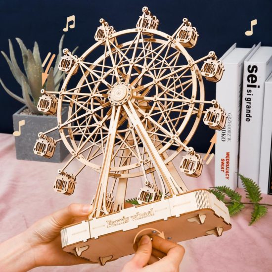 232pcs Wooden Models Brick Kits Rotatable DIY 3D Ferris Wheel Set Toy Gift for Kids and Adults