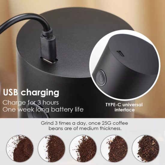 Electric Coffee Grinder From Rodanny, Automatic Beans Mill Portable For Cafe Home Travel USB Rechargeable - Image 2