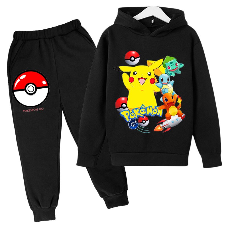 Hoodie Suit Pokemon-Pikachu For Boy Girl Cotton Hooded Sportswear Set Hoodie Suit Pokemon-Pikachu For Boy Girl Cotton Hooded Sportswear Set