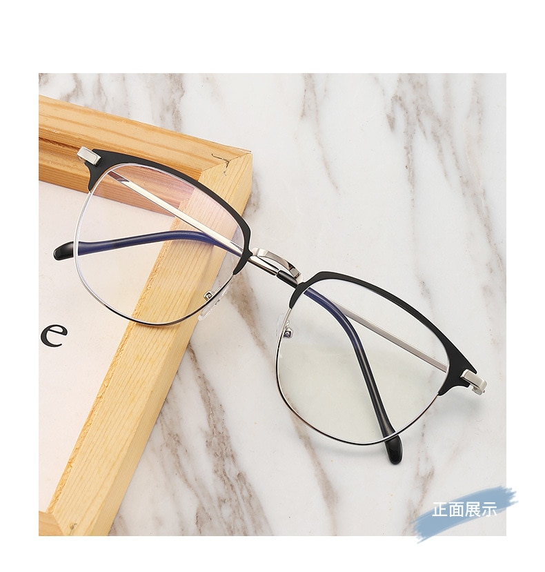 square Plain glasses Metal frame for party Gentle Black eyebrow frame unisex