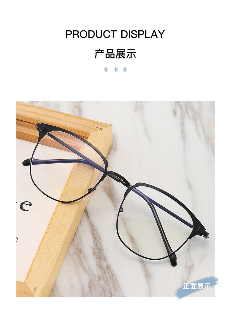 square Plain glasses Metal frame for party Gentle Black eyebrow frame unisex
