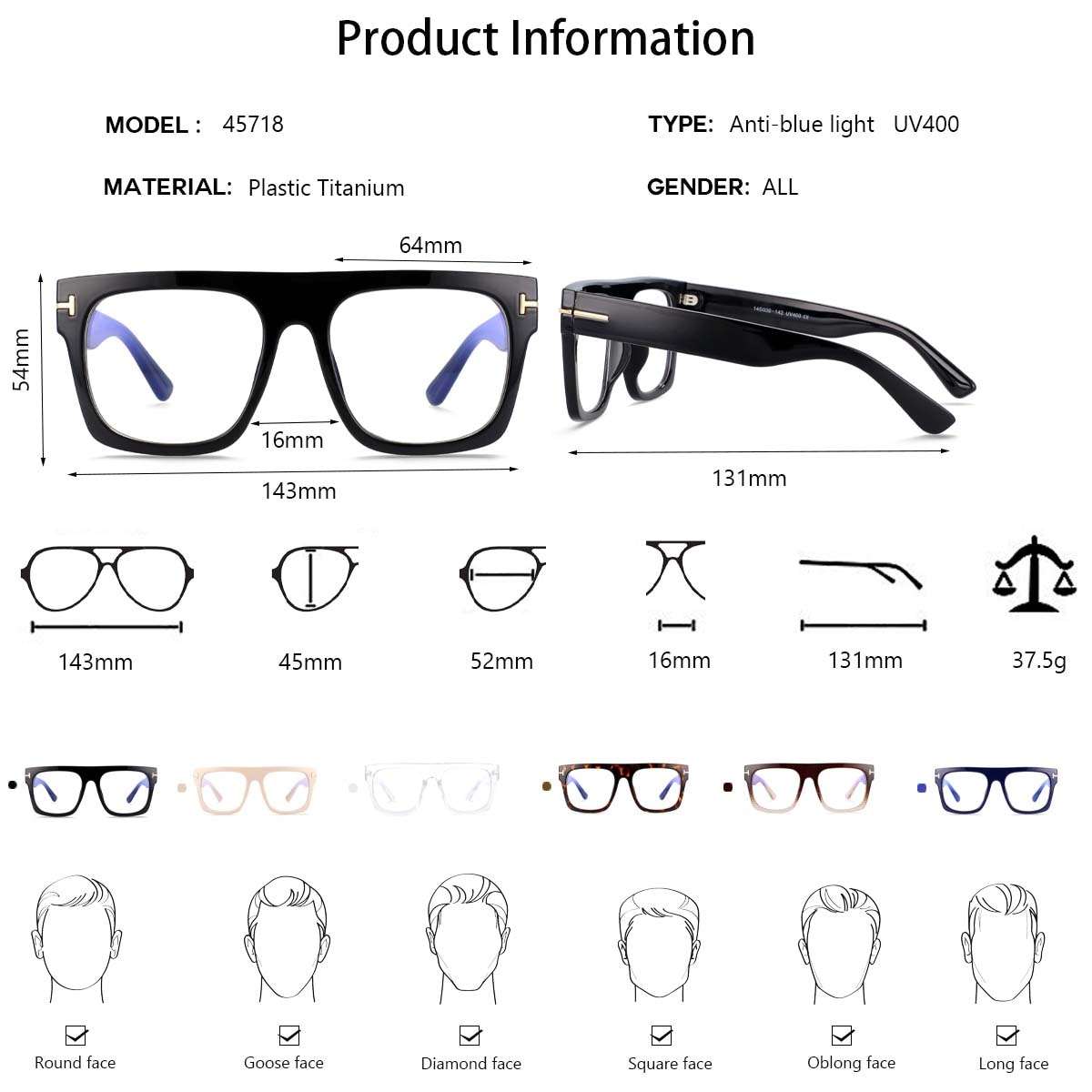 Retro Square Glasses Frame Anti-Blue Light Men Ladies Popular Style Optical Fashion For Screen