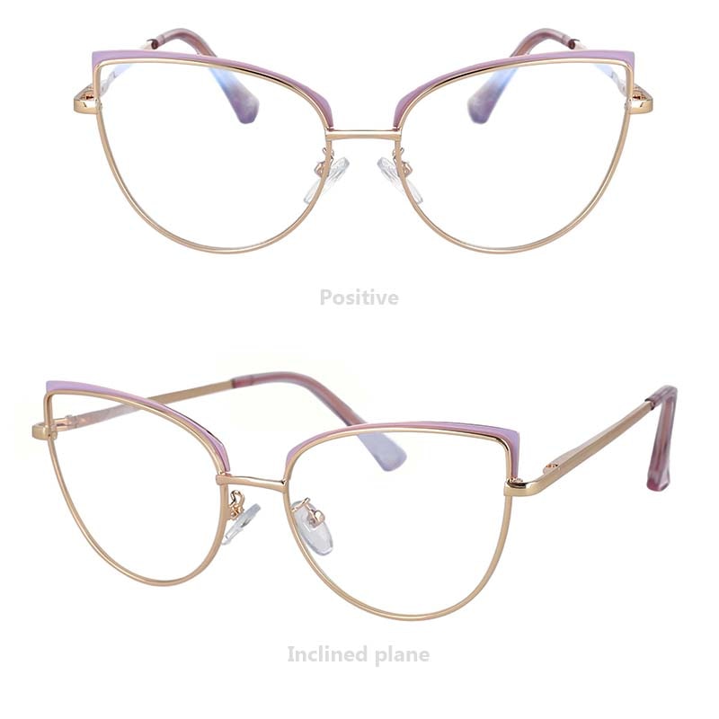 Cat Eye Glasses, Anti Blue Light Metal Frames Brand Women