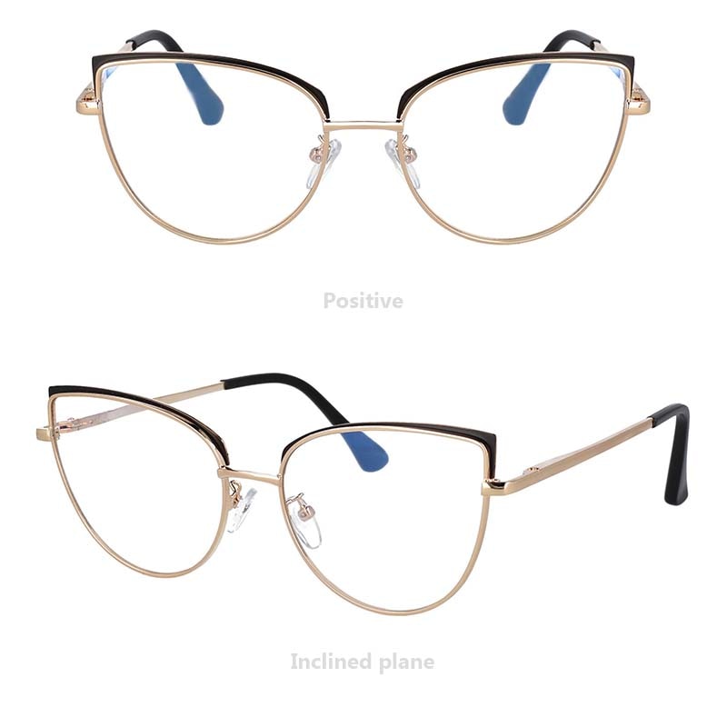 Cat Eye Glasses, Anti Blue Light Metal Frames Brand Women