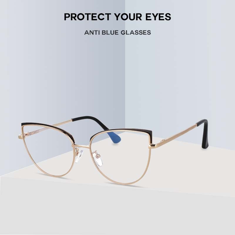 Cat Eye Glasses, Anti Blue Light Metal Frames Brand Women