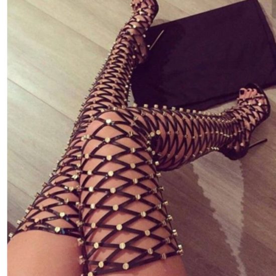 Fashion Boots Over The Knee High Thin Heels Sexy Party Lace Up Shoes