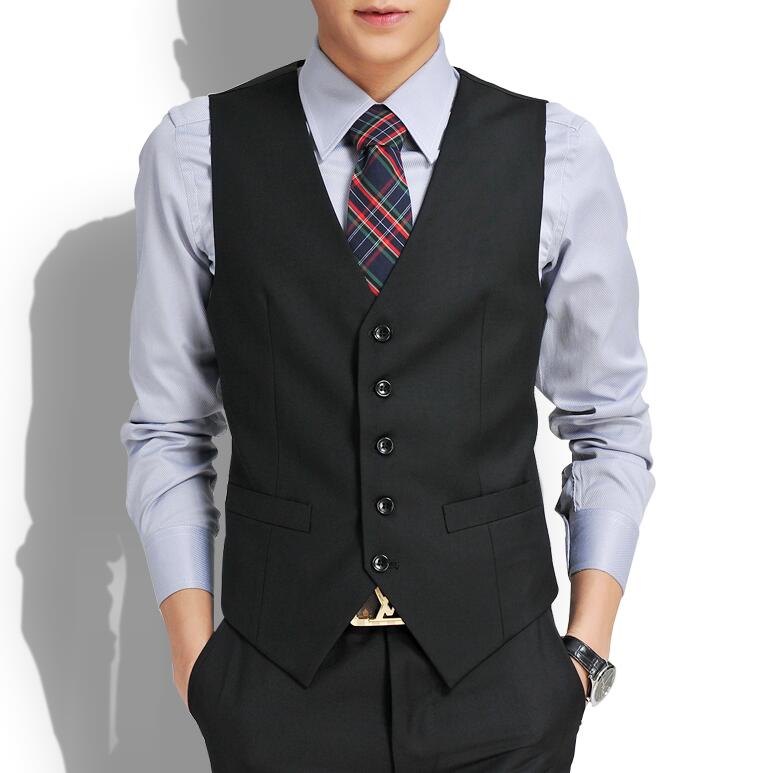 Slim Fit Mens Vest Formal Suit Business Waistcoat Gilet Homme Grey And Black