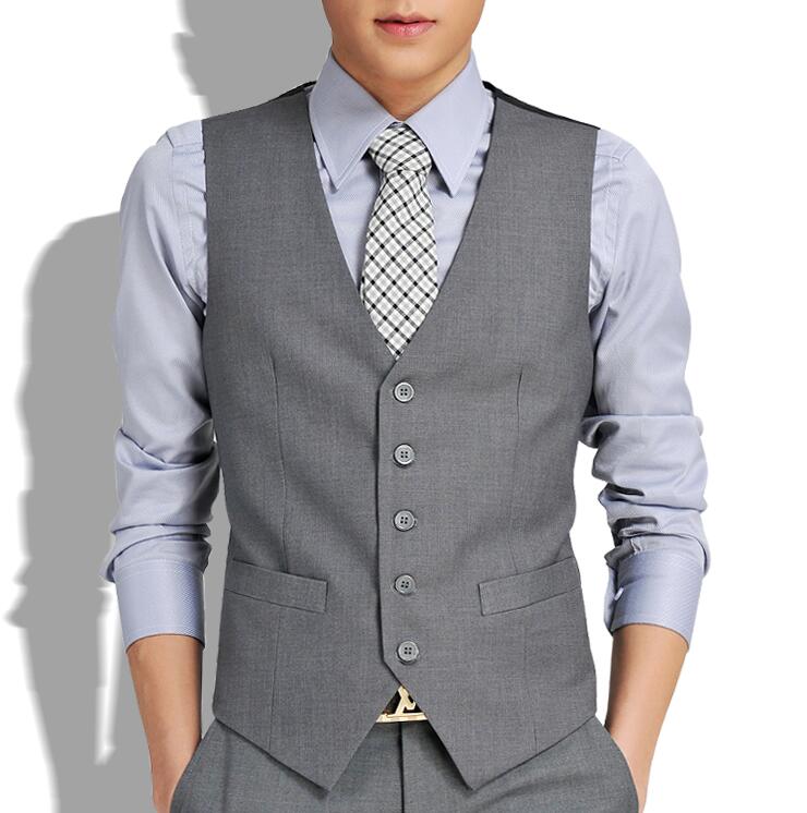 Slim Fit Mens Vest Formal Suit Business Waistcoat Gilet Homme Grey And Black