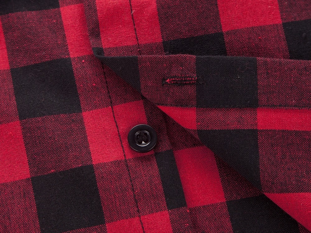 Red And Black Plaid Shirt Men Shirts Fashion Chemise Homme Short Sleeve