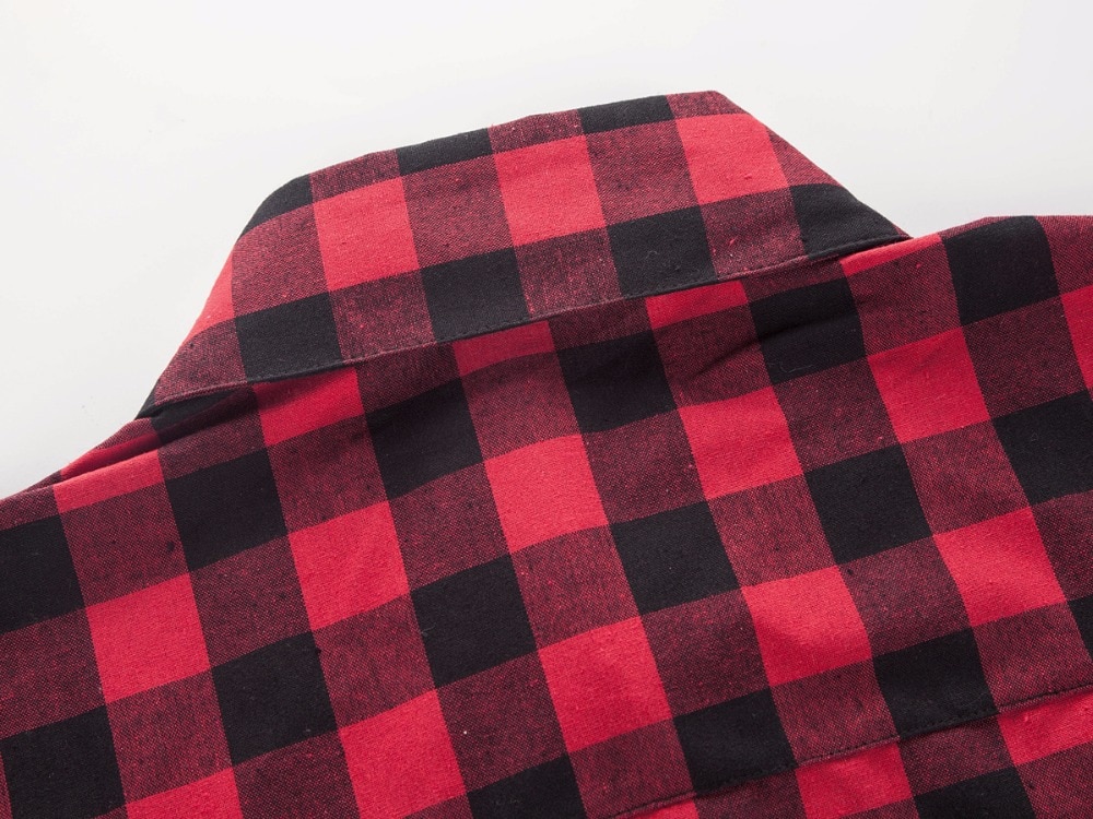 Red And Black Plaid Shirt Men Shirts Fashion Chemise Homme Short Sleeve