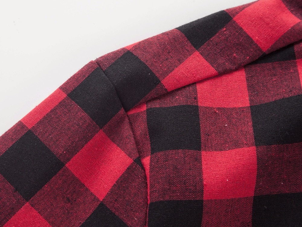 Red And Black Plaid Shirt Men Shirts Fashion Chemise Homme Short Sleeve