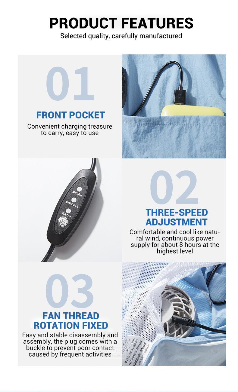 Ice Vest Fan Air Conditioning Clothes Cool Vest Sport USB Charging Worker Camping Fishing