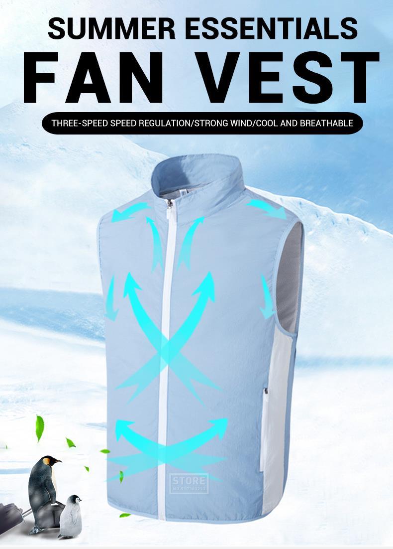Ice Vest Fan Air Conditioning Clothes Cool Vest Sport USB Charging Worker Camping Fishing