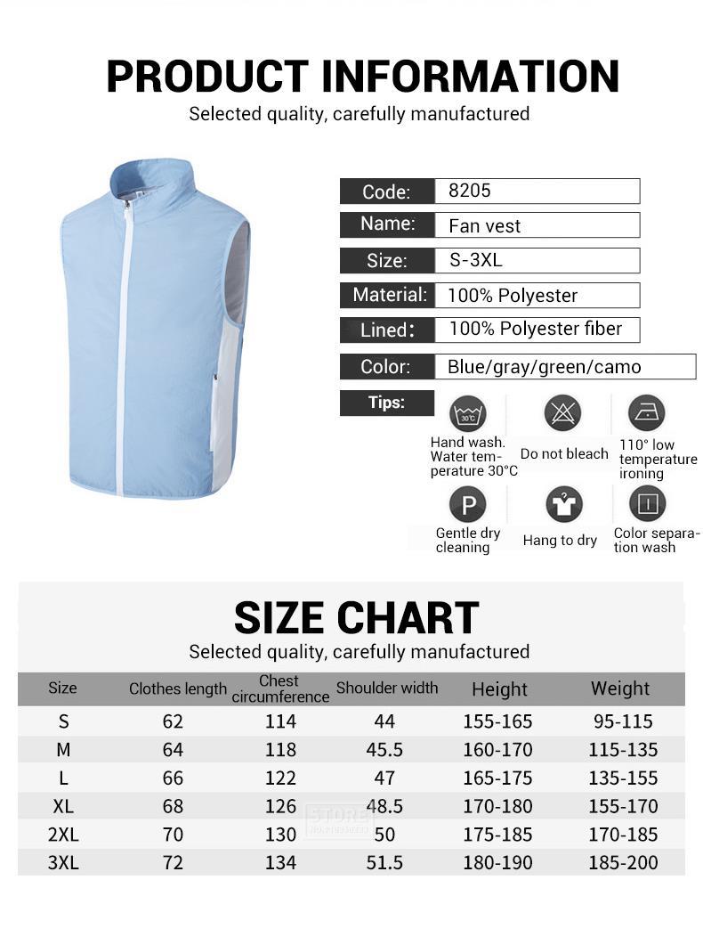 Ice Vest Fan Air Conditioning Clothes Cool Vest Sport USB Charging Worker Camping Fishing