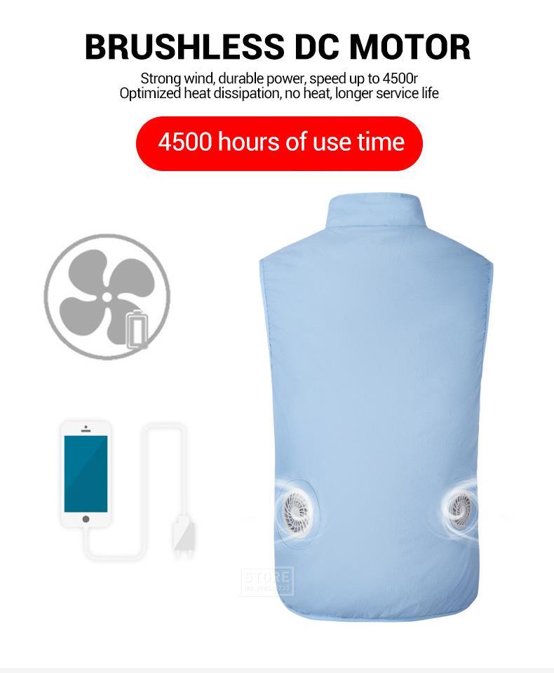 Ice Vest Fan Air Conditioning Clothes Cool Vest Sport USB Charging Worker Camping Fishing