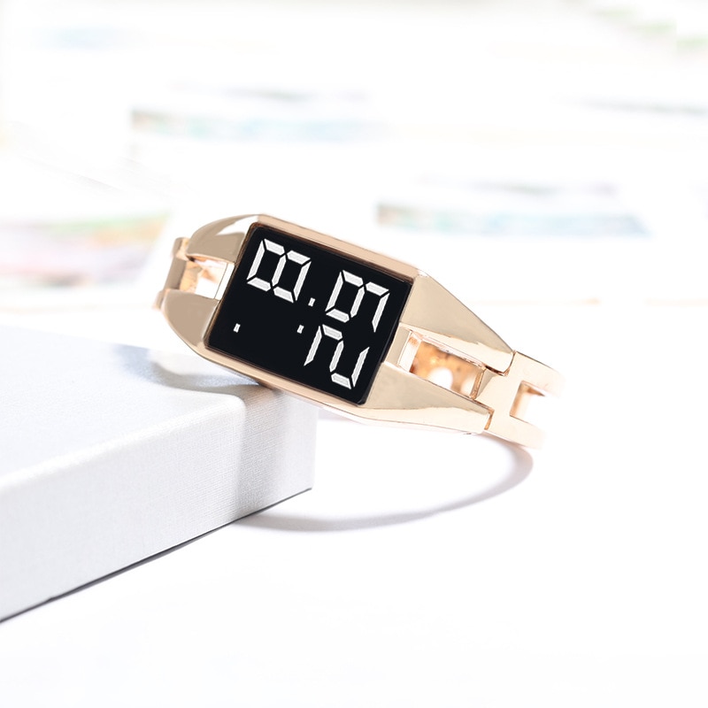 Bangle watch For Women Rectangle Touch Screen Stainless Steel