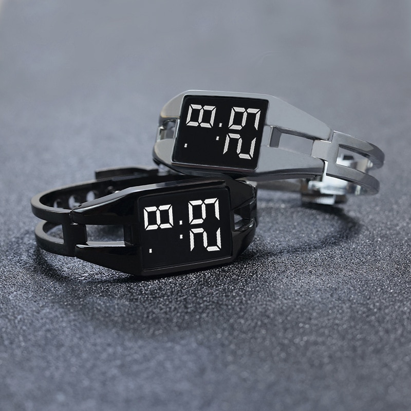 Bangle watch For Women Rectangle Touch Screen Stainless Steel