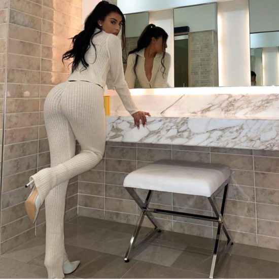 Two Piece Set Sexy White Long Sleeve Jumpsuits - Image 2