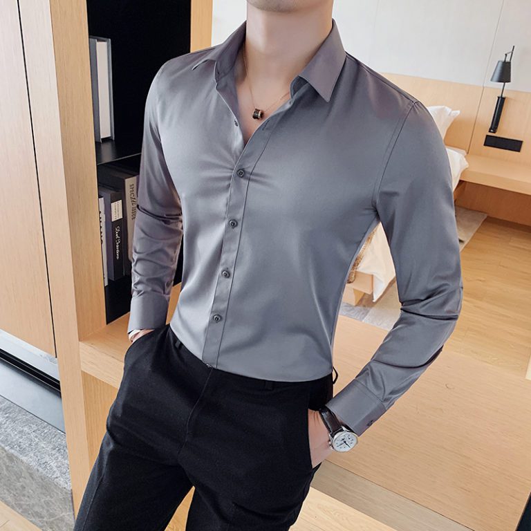 Long Sleeve Shirt Men Fashion Slim Fit