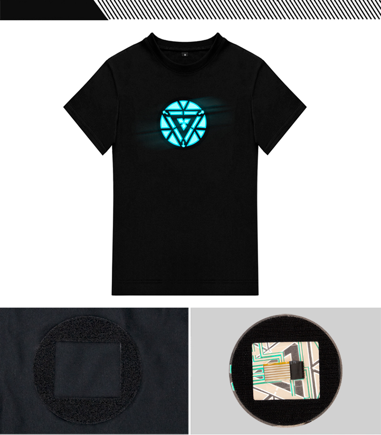 Iron Man Sound Activated LED Party Light Up EL Panel T Shirt Iron Man Sound Activated LED Party Light Up EL Panel T Shirt