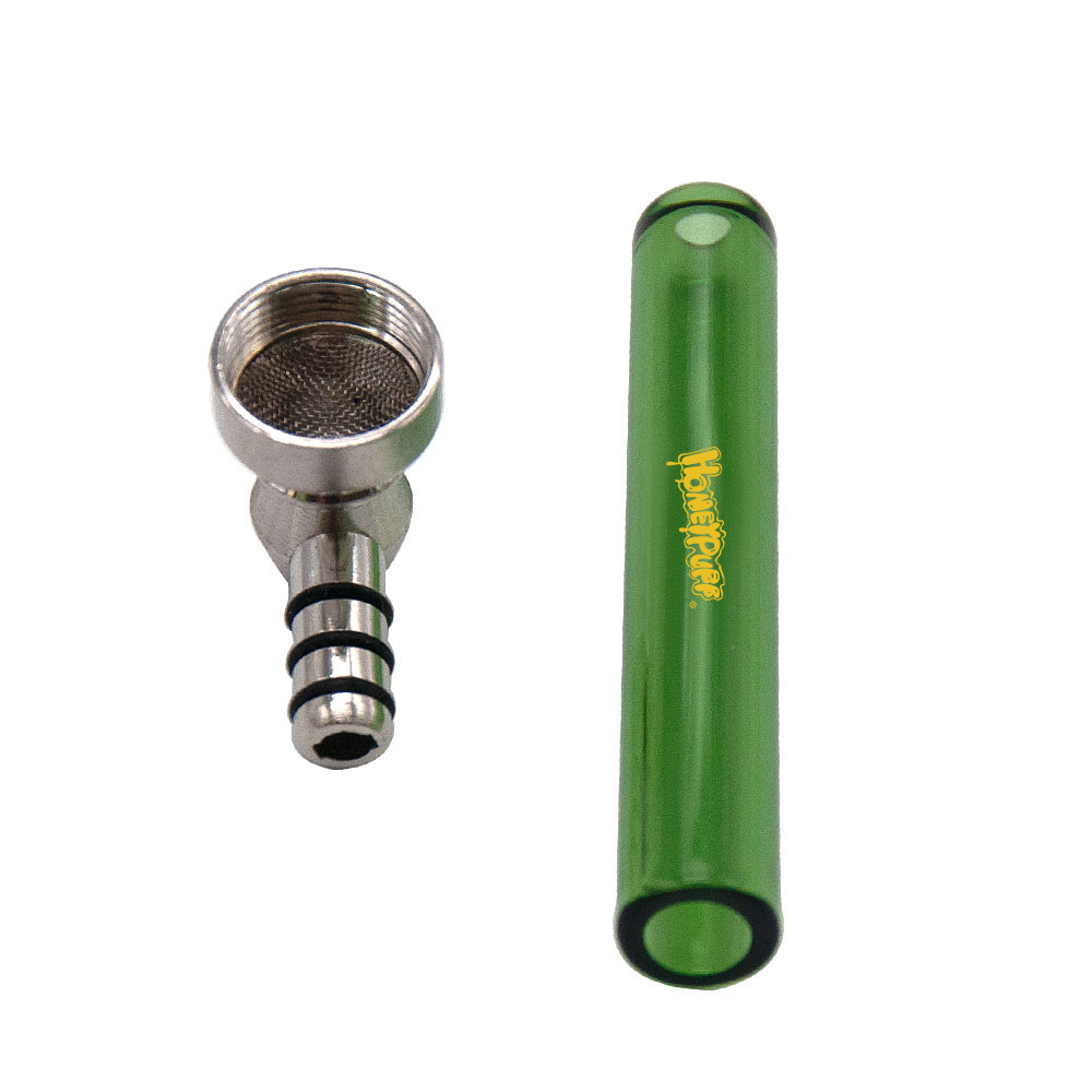 Honeypuff Premium Glass Smoke Pipe With Clear Handle 93MM With Metal Bowl Honeypuff Premium Glass Smoke Pipe With Clear Handle 93MM With Metal Bowl