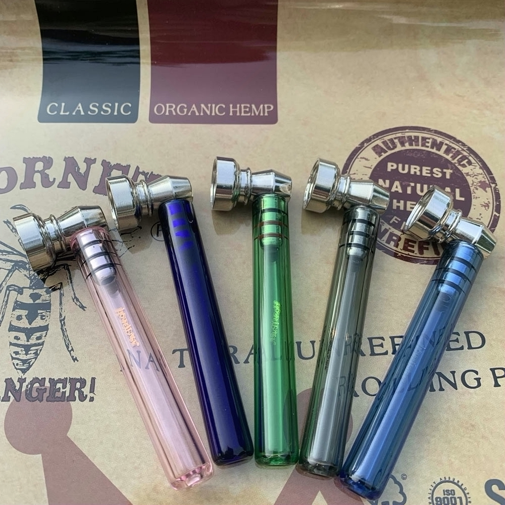Honeypuff Premium Glass Smoke Pipe With Clear Handle 93MM With Metal Bowl Honeypuff Premium Glass Smoke Pipe With Clear Handle 93MM With Metal Bowl