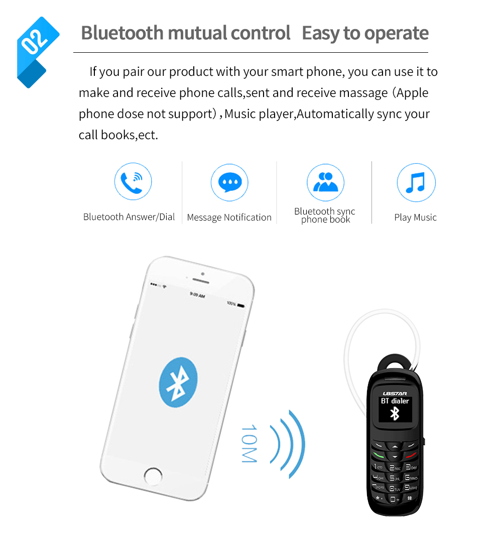الهاتف الصغير يدعم البلتوث و شريحة اتصال Mini Mobile Phone Wireless Bluetooth Earphone Stereo GSM Unlocked Phone Super Thin