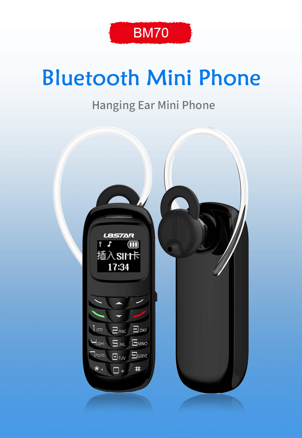 الهاتف الصغير يدعم البلتوث و شريحة اتصال Mini Mobile Phone Wireless Bluetooth Earphone Stereo GSM Unlocked Phone Super Thin