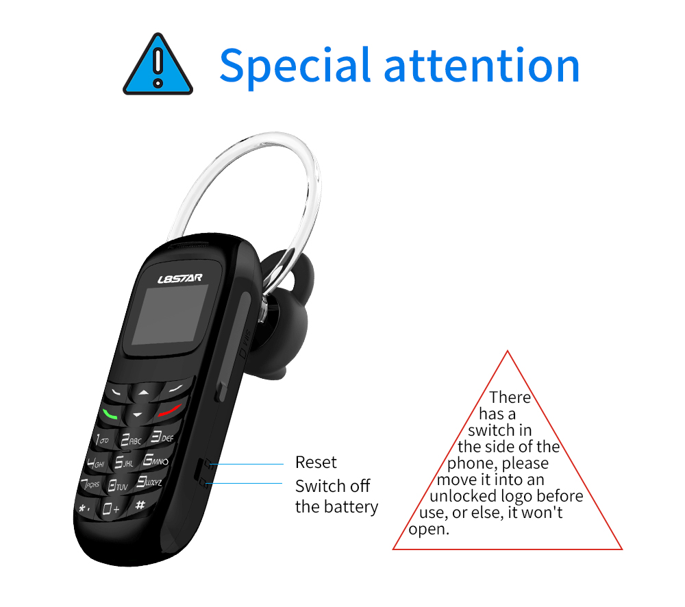 الهاتف الصغير يدعم البلتوث و شريحة اتصال Mini Mobile Phone Wireless Bluetooth Earphone Stereo GSM Unlocked Phone Super Thin