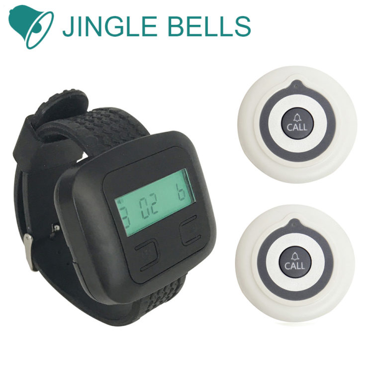 Pager Receiver Wireless Calling System with Long Distance 2 Buttons 1 Watch For Restaurant Hospital Clinics Big Home