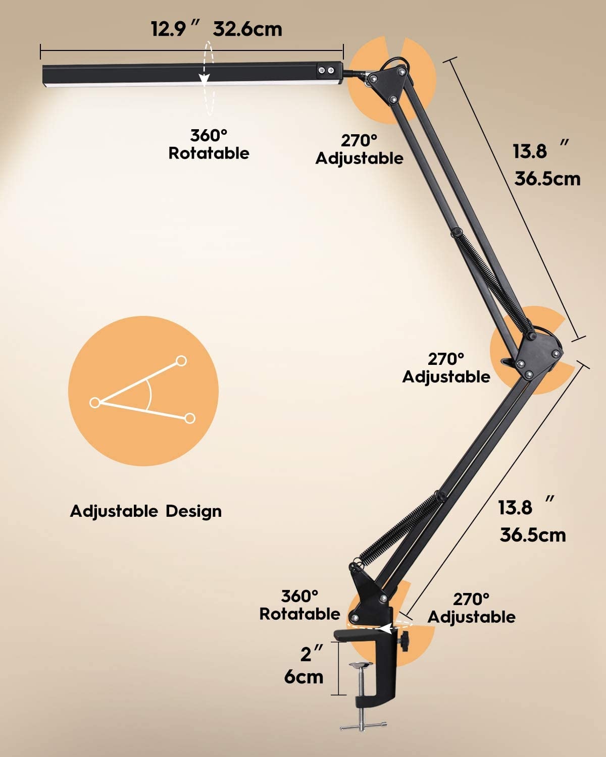 LED Desk Lamp with Clamp, Eye-Care Dimmable Reading Light, 3 Color Modes Swing Arm Lamp LED Desk Lamp with Clamp, Eye-Care Dimmable Reading Light, 3 Color Modes Swing Arm Lamp