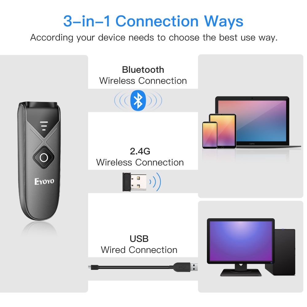 Mini Portable Barcode Scanner QR Code Screen Image Reader Data Matrix USB Wired Scanning Bluetooth Mini Portable Barcode Scanner QR Code Screen Image Reader Data Matrix USB Wired Scanning Bluetooth