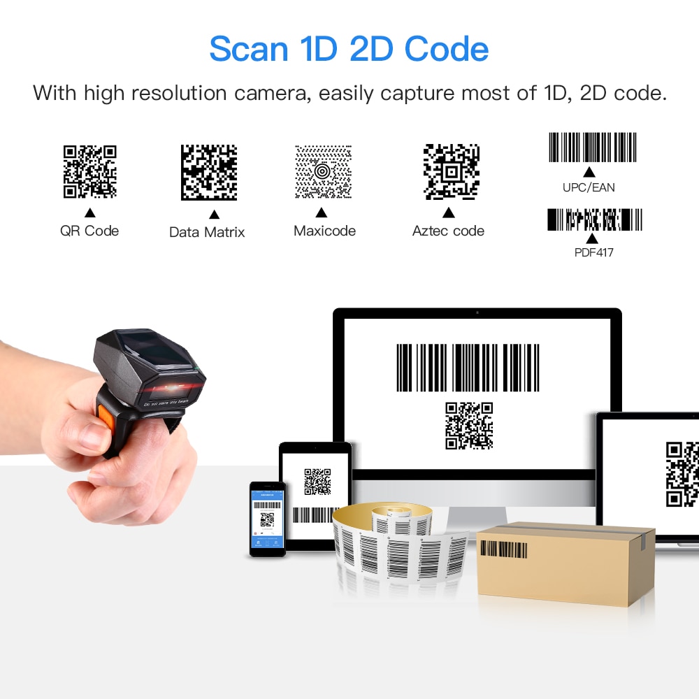 Mini Portable Barcode Scanner QR Code Screen Image Reader Data Matrix USB Wired Scanning Bluetooth Mini Portable Barcode Scanner QR Code Screen Image Reader Data Matrix USB Wired Scanning Bluetooth
