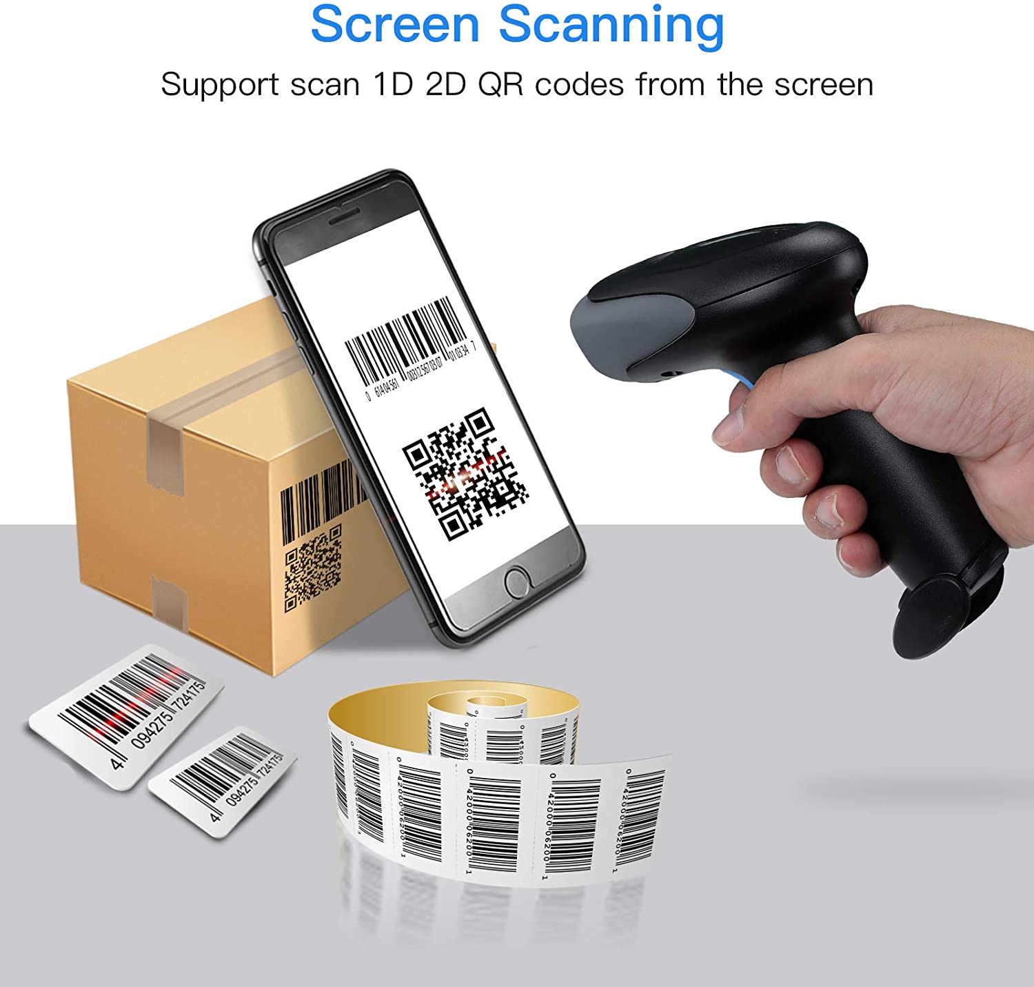 Mini Portable Barcode Scanner QR Code Screen Image Reader Data Matrix USB Wired Scanning Bluetooth Mini Portable Barcode Scanner QR Code Screen Image Reader Data Matrix USB Wired Scanning Bluetooth