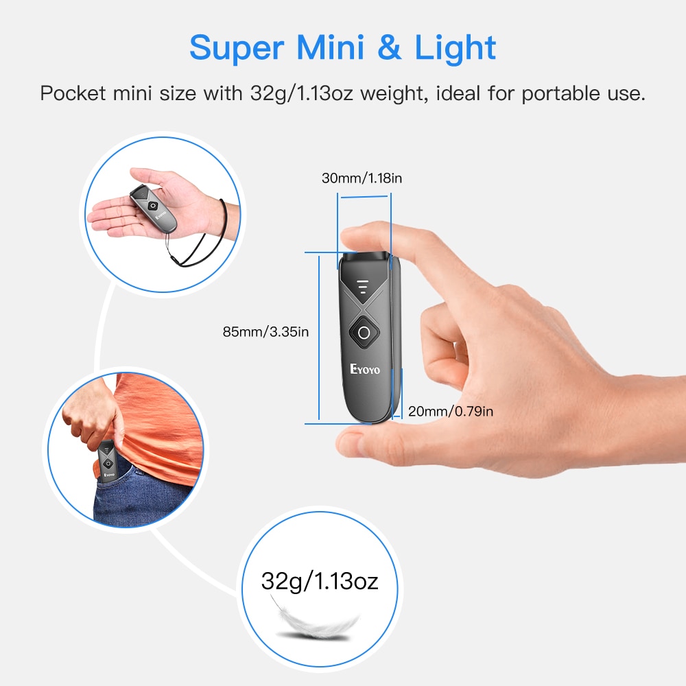 Mini Portable Barcode Scanner QR Code Screen Image Reader Data Matrix USB Wired Scanning Bluetooth Mini Portable Barcode Scanner QR Code Screen Image Reader Data Matrix USB Wired Scanning Bluetooth