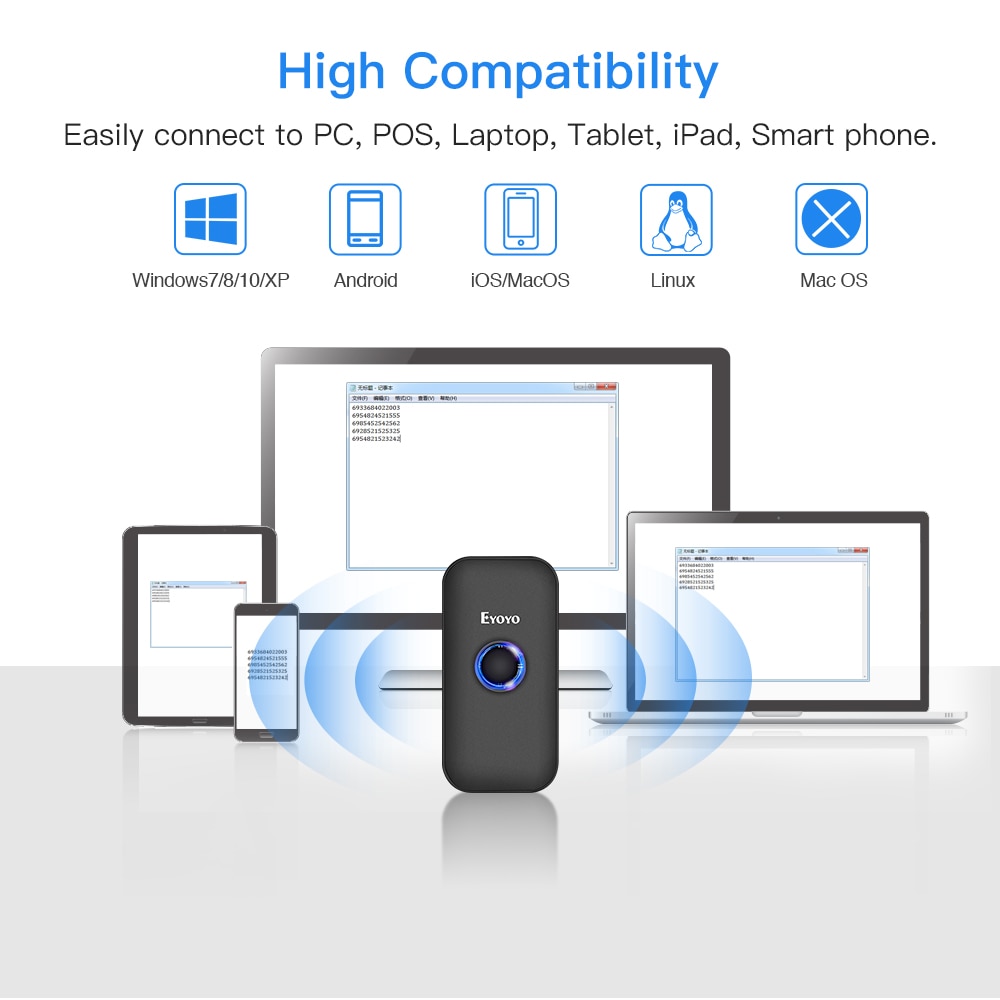 Mini Portable Barcode Scanner QR Code Screen Image Reader Data Matrix USB Wired Scanning Bluetooth Mini Portable Barcode Scanner QR Code Screen Image Reader Data Matrix USB Wired Scanning Bluetooth