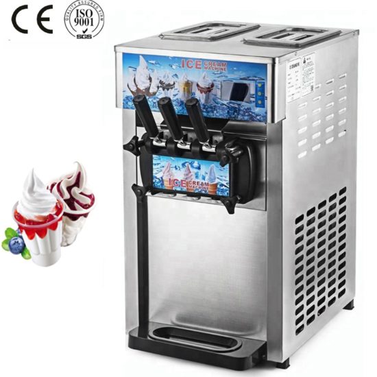 Soft Ice Cream Machine Electric 18L/H 3 Flavors Sweet Cone Ice Cream Maker 110V/220V 1200W