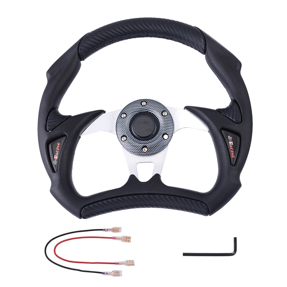 Racing Flat Steering Wheel Aluminum PVC Car JDM Sports Drifting Wheel Black Leather Effect Racing Flat Steering Wheel Aluminum PVC Car JDM Sports Drifting Wheel Black Leather Effect