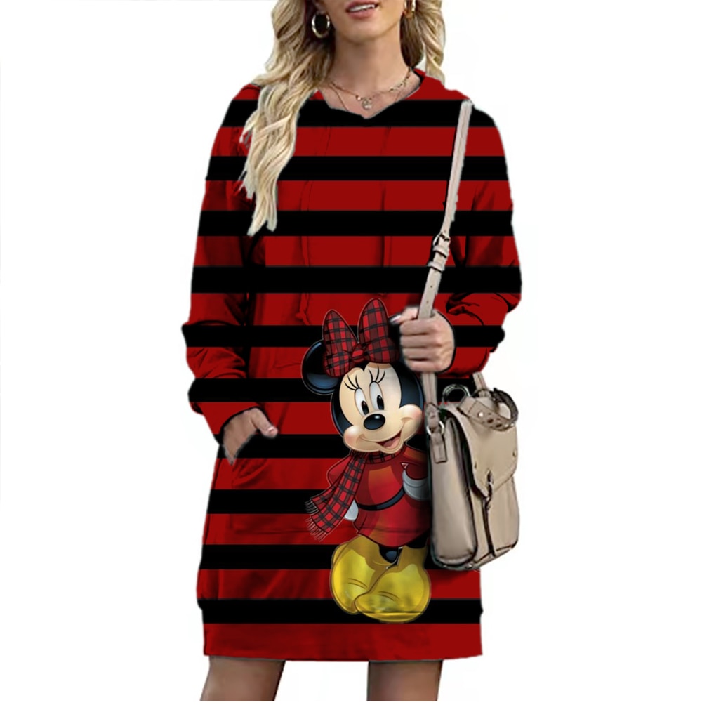 Long Sleeve Hoodie Dress Disney Branded Winnie the Pooh and Minnie Mouse Anime 3D Printing Long Sleeve Hoodie Dress Disney Branded Winnie the Pooh and Minnie Mouse Anime 3D Printing