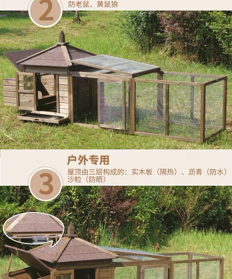 Foldable Wood Chicken Rabbit Cage for Household Large-scale Duck Cats Dog Coops and Pet Houses