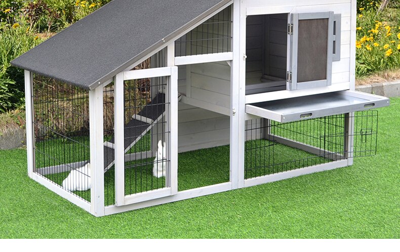 Rabbit Cage House Cat Chicken Dog Duck Nest Villa Garden Solid Wood Bold Paint Iron Net