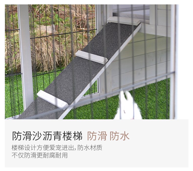 Rabbit Cage House Cat Chicken Dog Duck Nest Villa Garden Solid Wood Bold Paint Iron Net