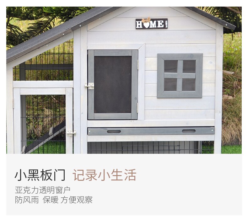 Rabbit Cage House Cat Chicken Dog Duck Nest Villa Garden Solid Wood Bold Paint Iron Net