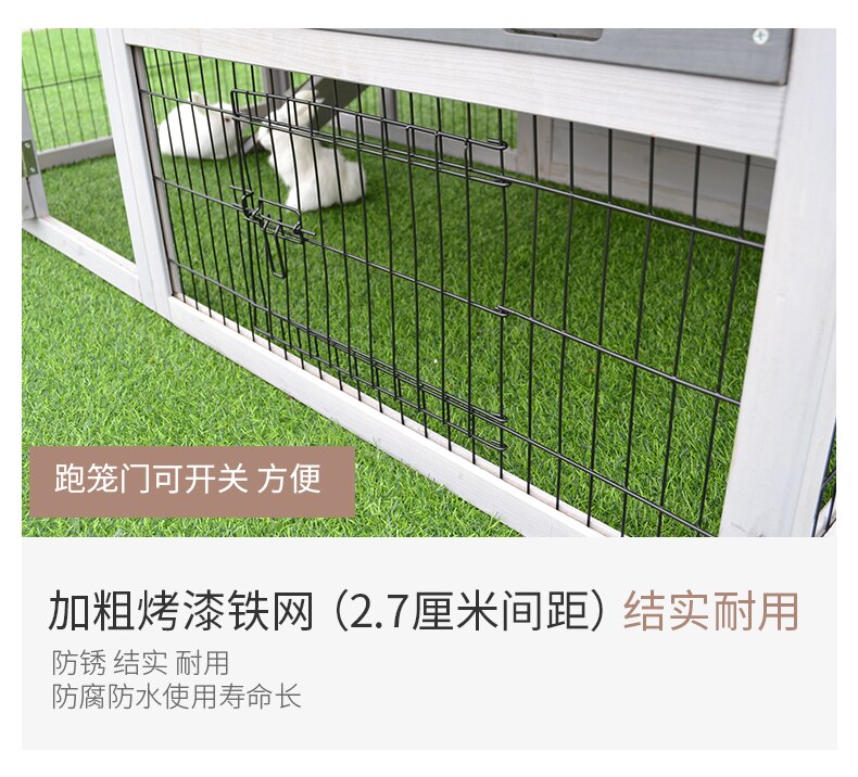 Rabbit Cage House Cat Chicken Dog Duck Nest Villa Garden Solid Wood Bold Paint Iron Net