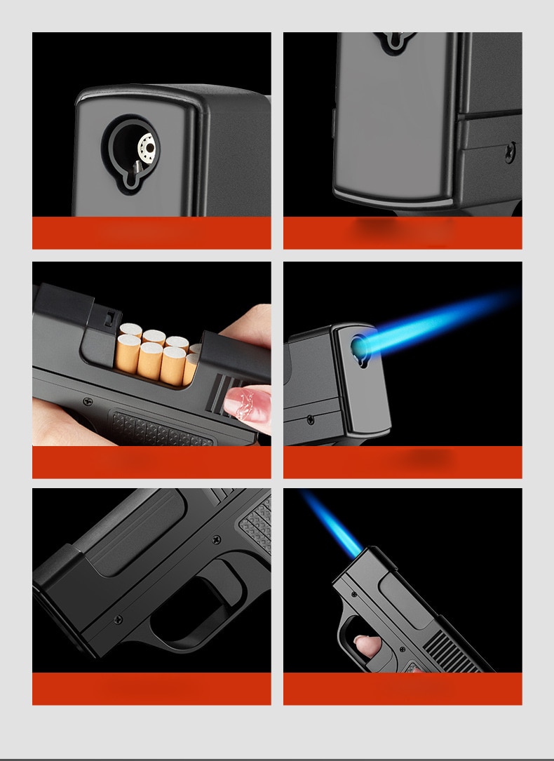 Turbo Lighter Gas Welding Gun With Cigarette Box 10PCS Windproof Cigarette Lighter Camping Lighter