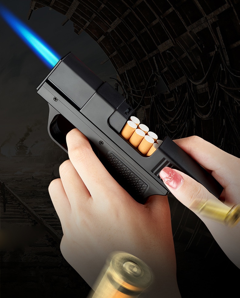 Turbo Lighter Gas Welding Gun With Cigarette Box 10PCS Windproof Cigarette Lighter Camping Lighter