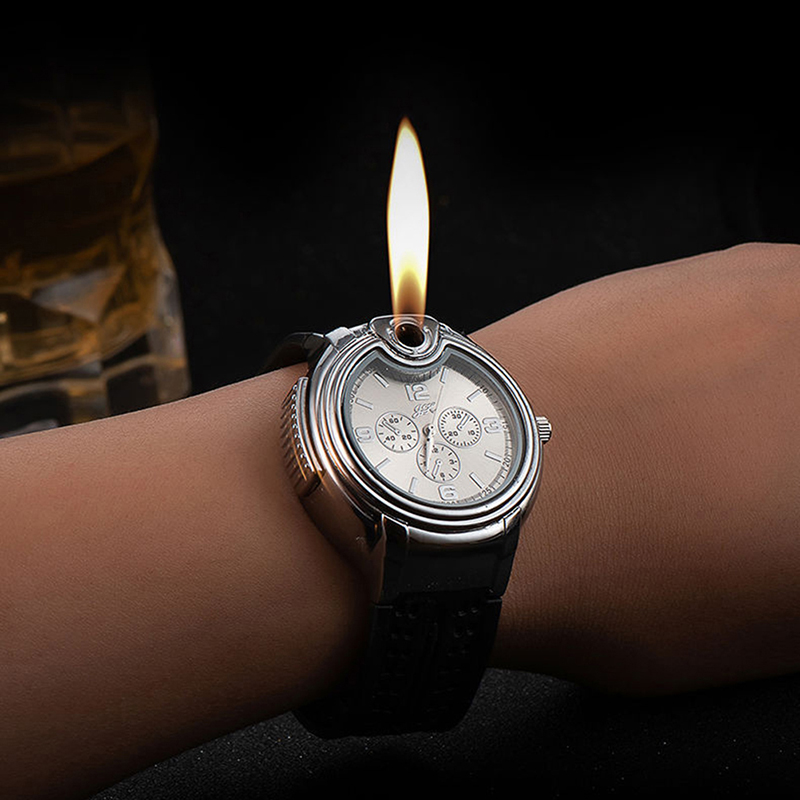Flame Lighter Watch Metal New Creative Personality Gas Electronic Open Lighter